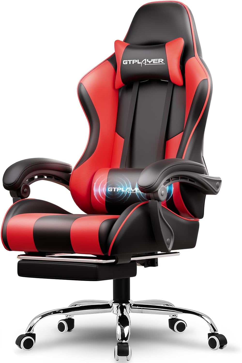 Height Adjustable Gaming Chair With Footrest and Lumbar Support