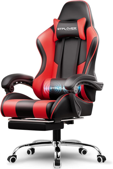 Height Adjustable Gaming Chair With Footrest and Lumbar Support