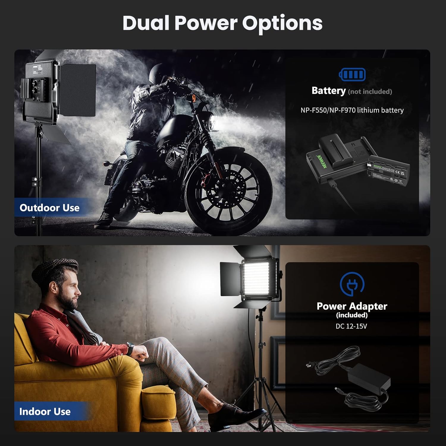 2 Pack Dimmable Lights with U Bracket and Barndoor for Pod cast, Videography