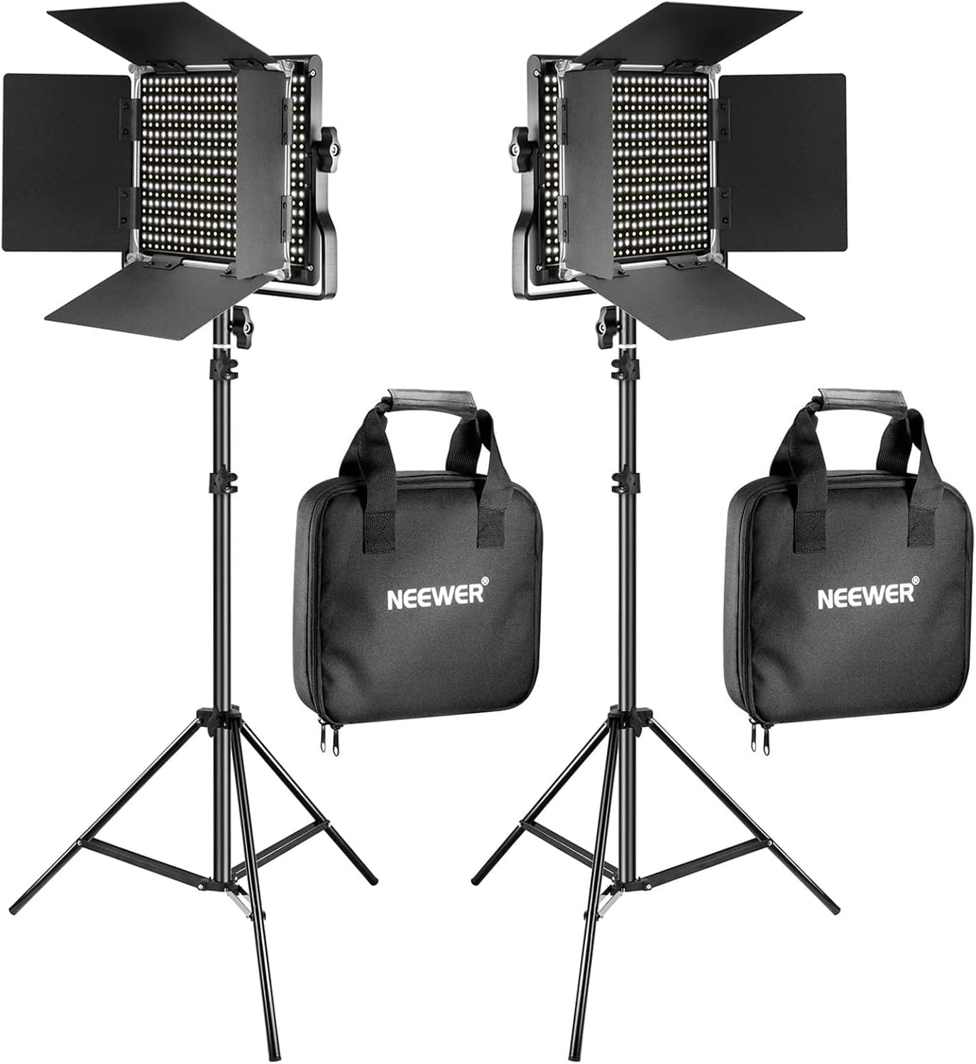 2 Pack Dimmable Lights with U Bracket and Barndoor for Pod cast, Videography