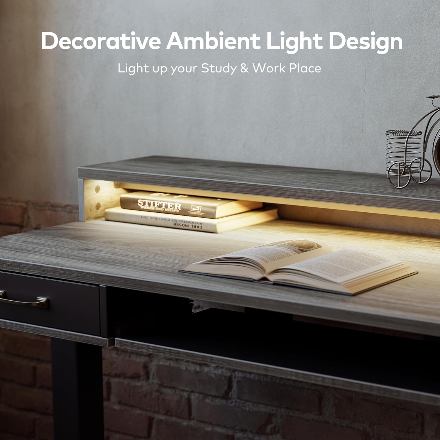 Height Adjustable Electric Standing Desk with Double Drawers & Keyboard Tray