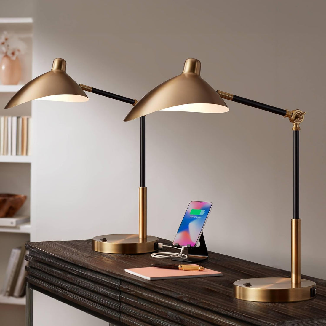 Set of 2, 360 USB Port Adjustable LED for Office Desk