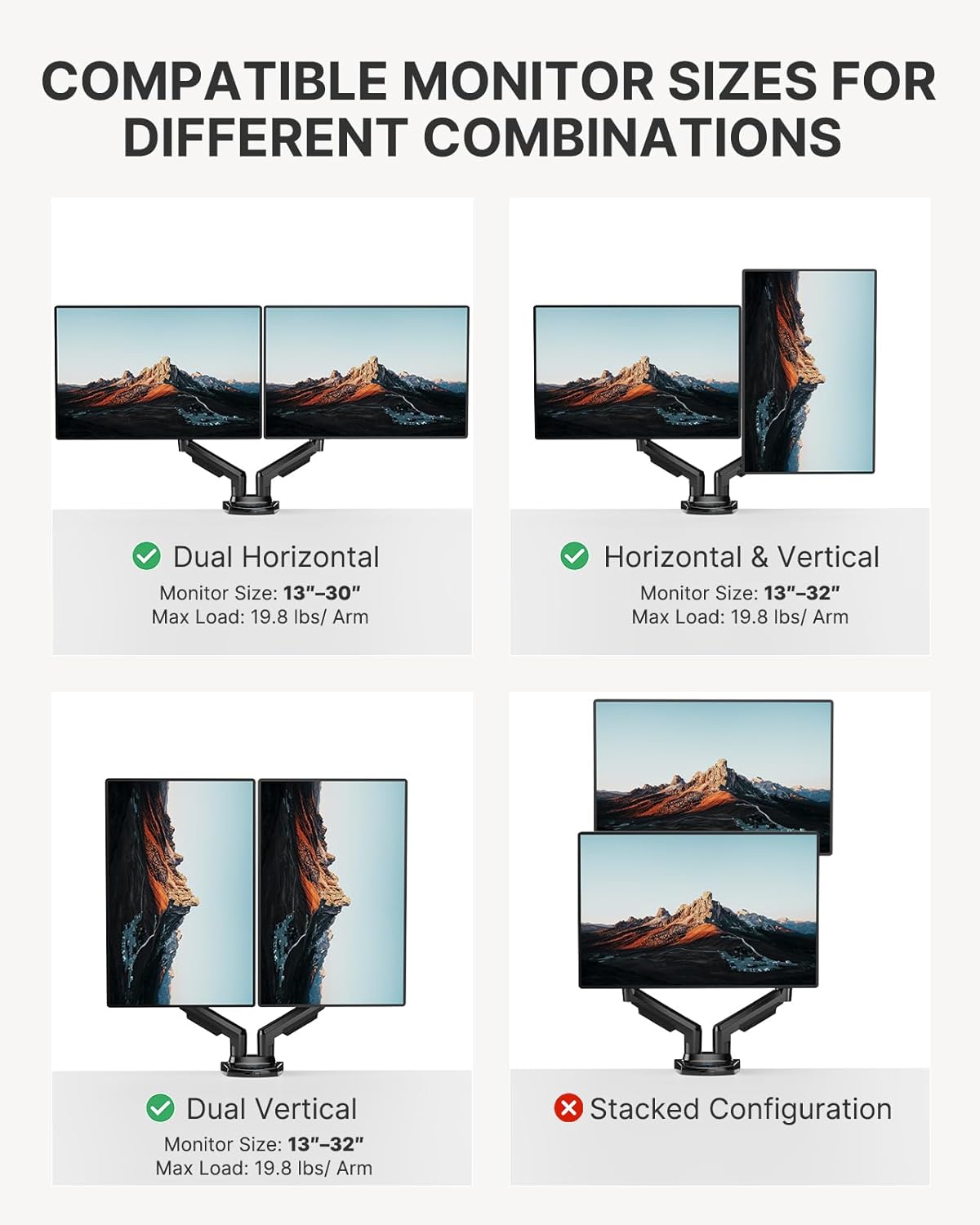 Full Adjustable Monitor Desk Mount Swivel Vesa Brackets